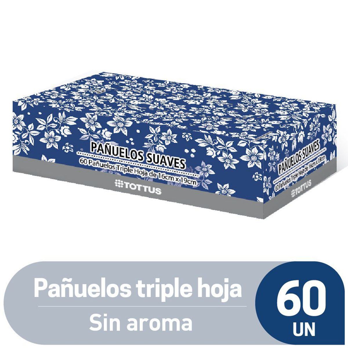 TOTTUS - Pañuelos Tottus Triple Hoja Caja Diseño 2 Empaque 60 Und
