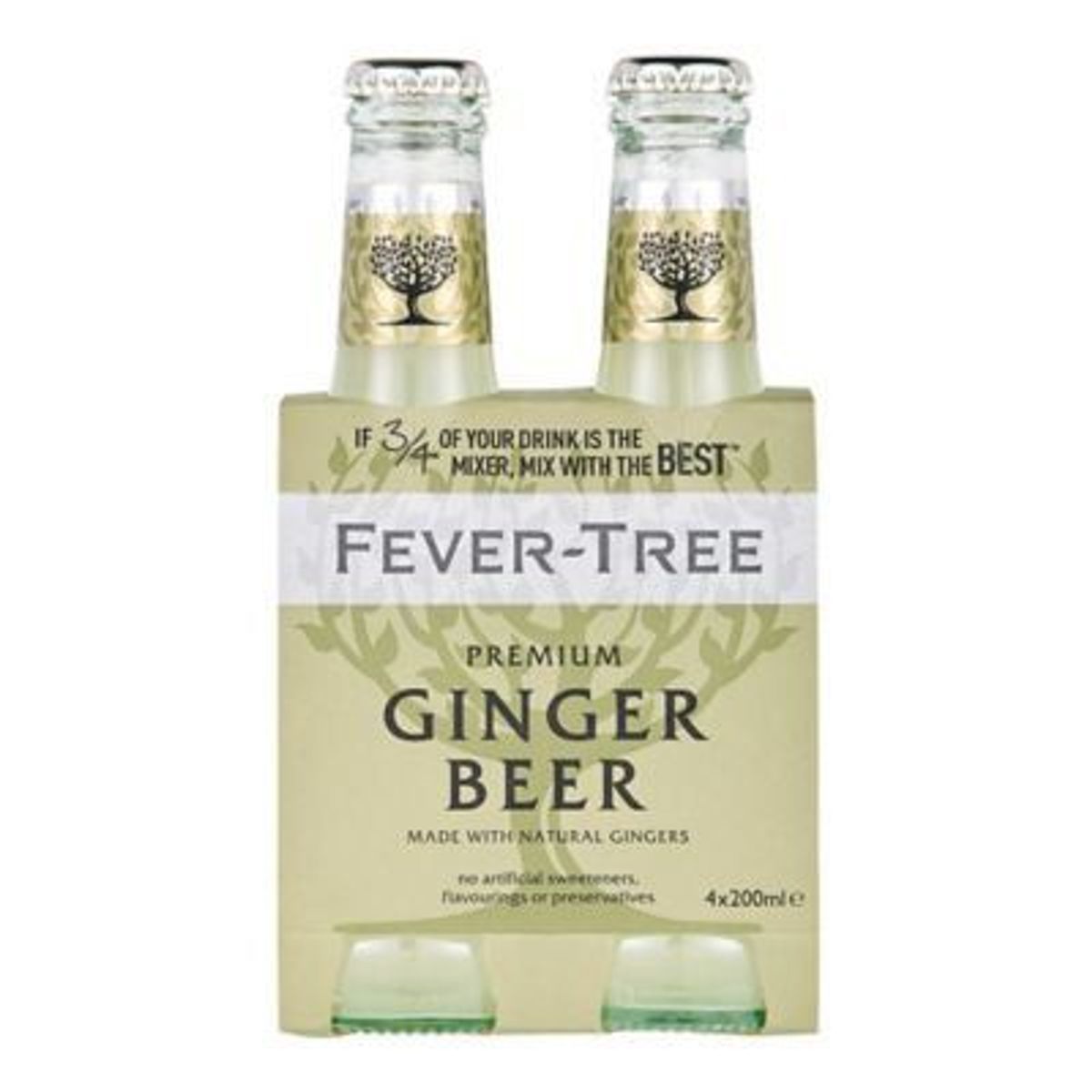 FEVER TREE - Agua Tónica Fever Tree Ginger Beer Pack 4 Botellas 200 mL