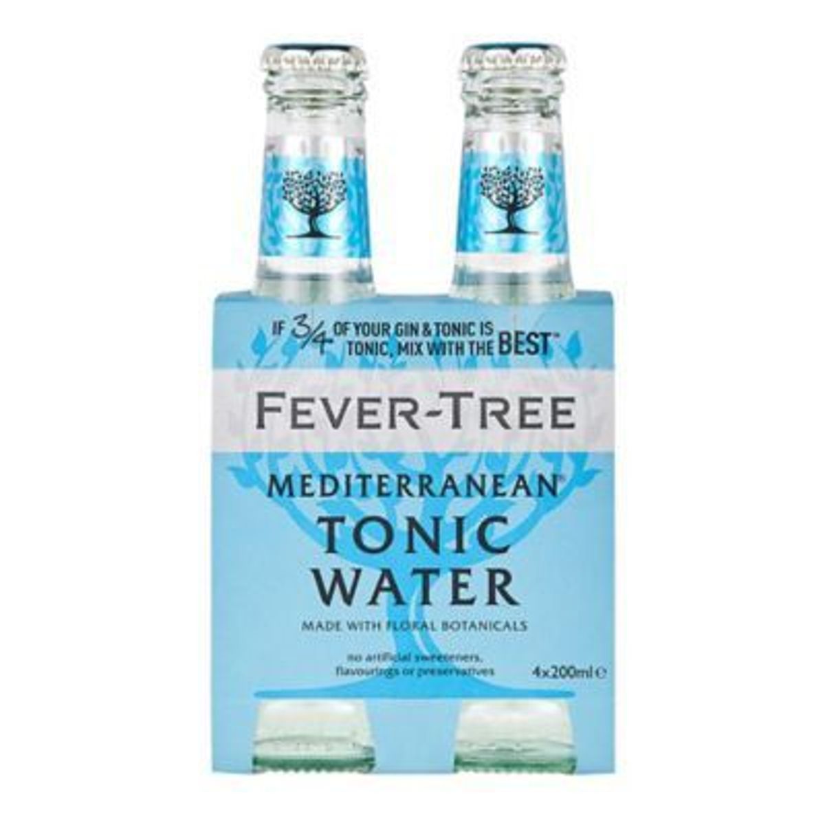 FEVER TREE - Agua Tónica Fever Tree Mediterranean Pack 4 Botellas 200 mL