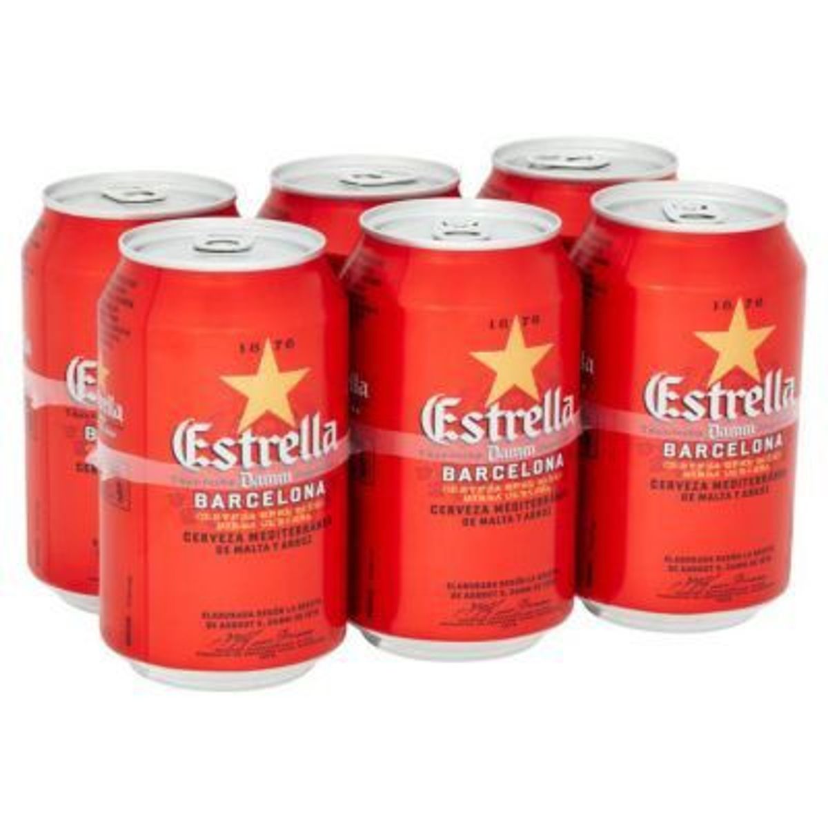 ESTRELLA DAMM - Cerveza Estrella Damm Sixpack Lata 330 mL