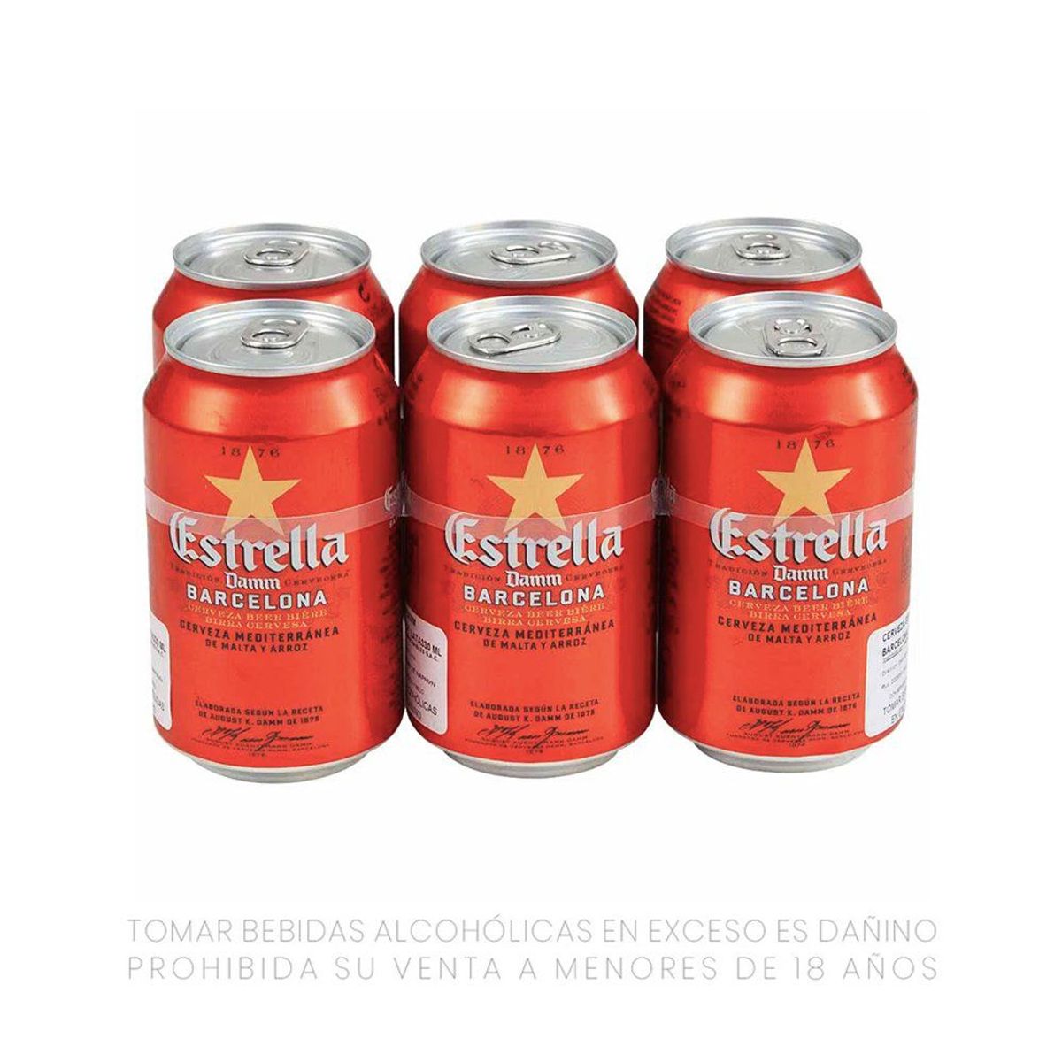 ESTRELLA DAMM - Cerveza Estrella Damm Sixpack Lata 330 mL