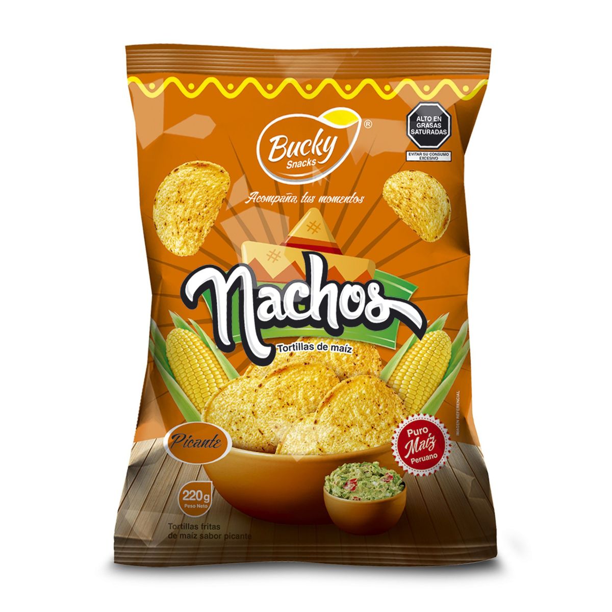 BUCKY SNACKS - Nachos Tortillas Maíz Picante Bucky Snacks 220g