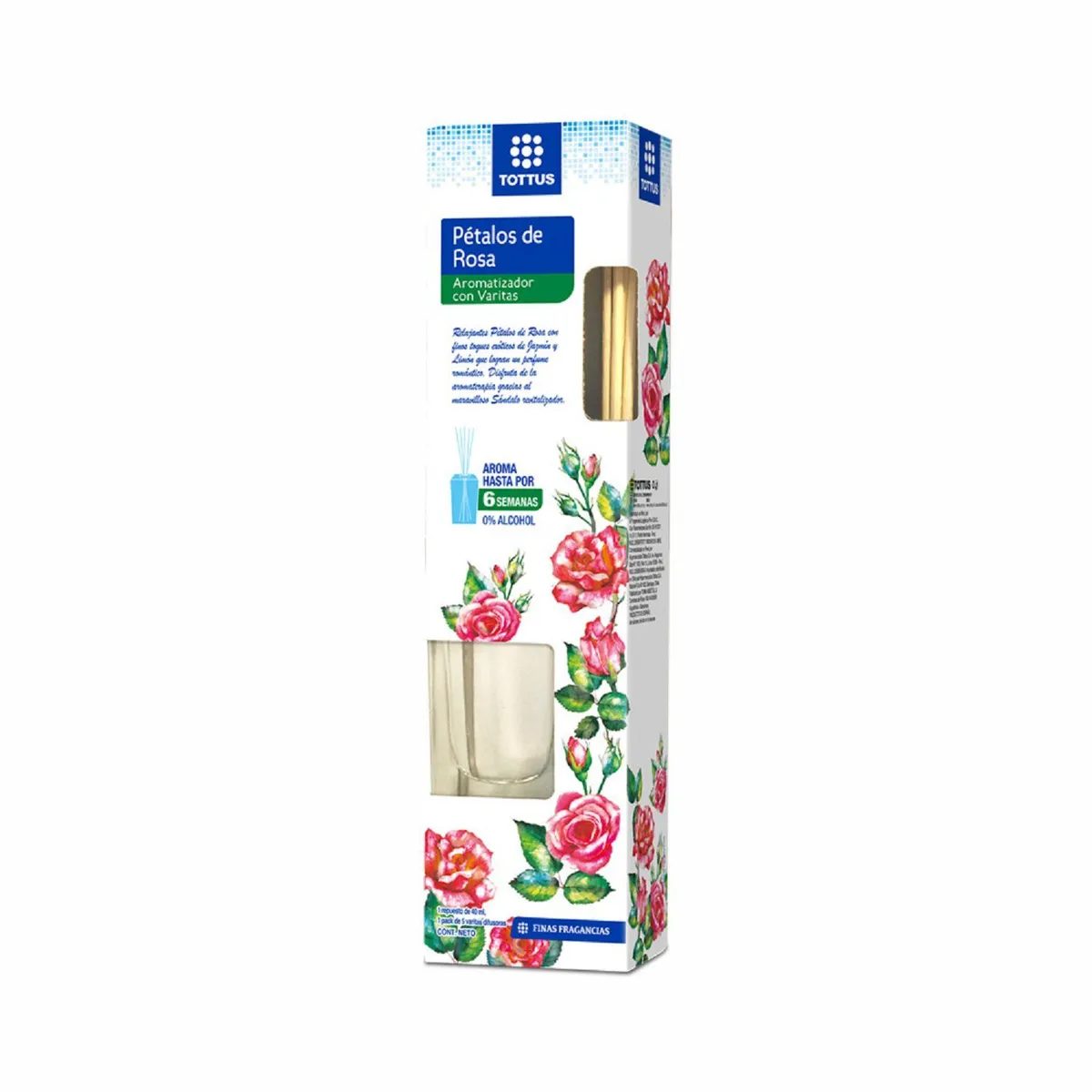 TOTTUS - Aromatizante de Varitas Tottus Pétalos de Rosas Caja 40 mL