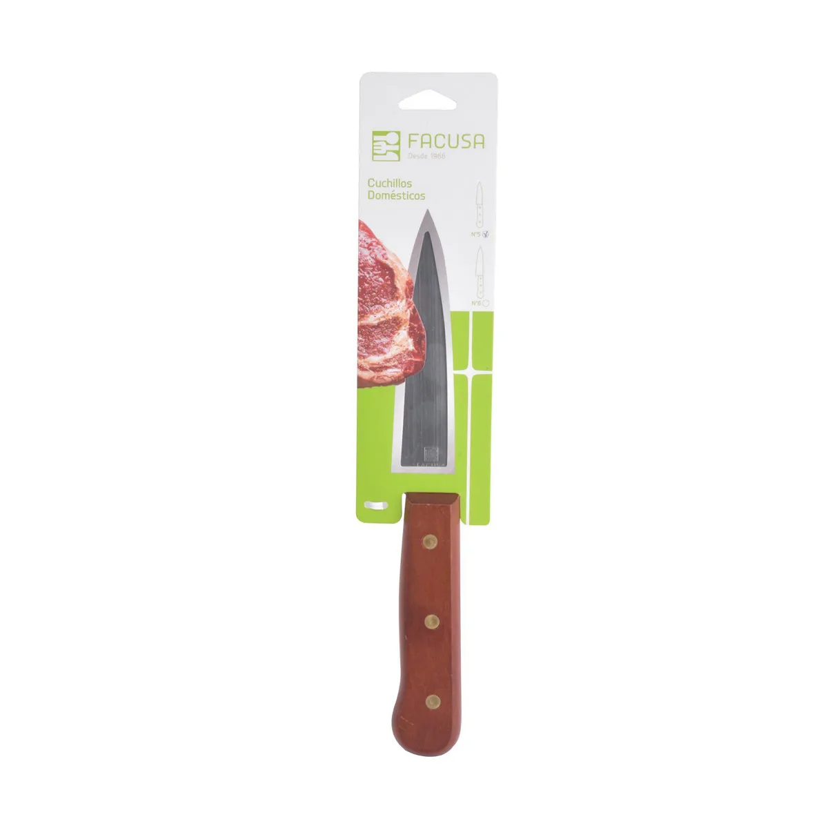 FACUSA - Cuchillo Doméstico Acero Inoxidable Con Mango De Madera 5"