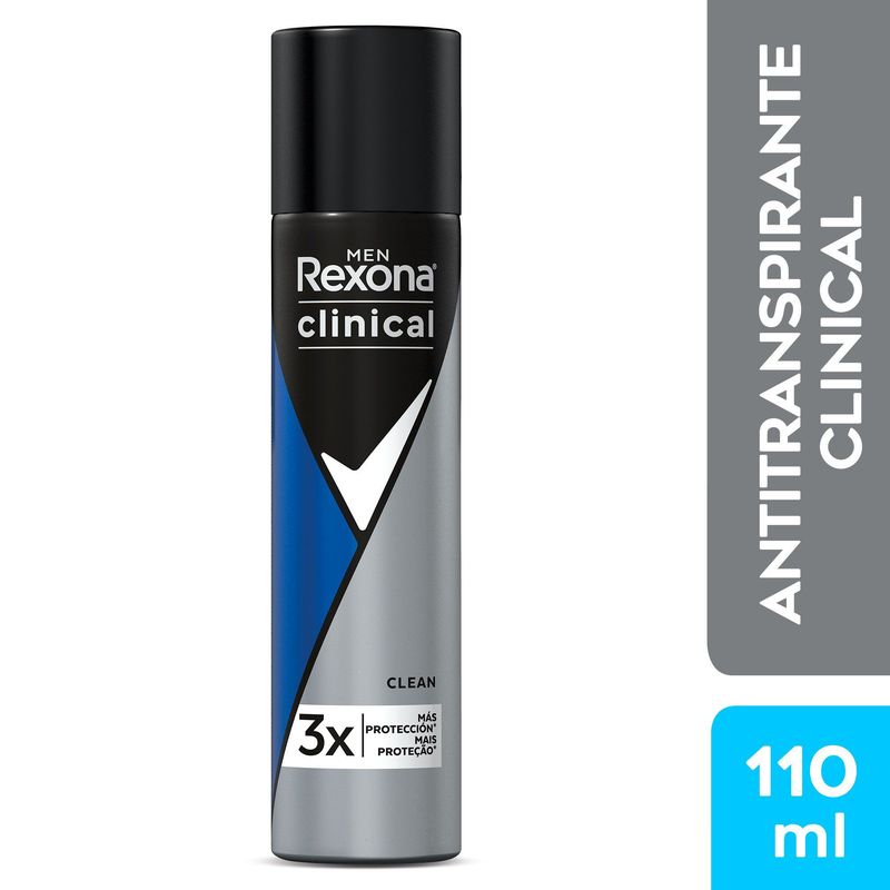 REXONA - Antitranspirante Aerosol Rexona Men Clinic Clean96H Caja 110 mL