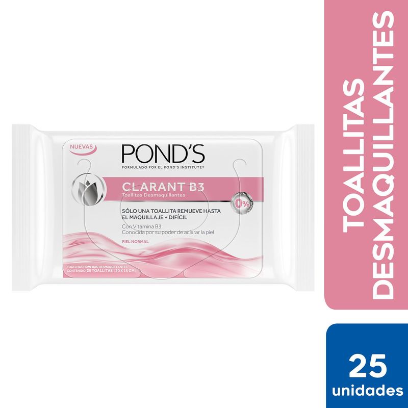 PONDS - Pond's Toallitas Desmaquillantes Clarant B3 de 25 unidades