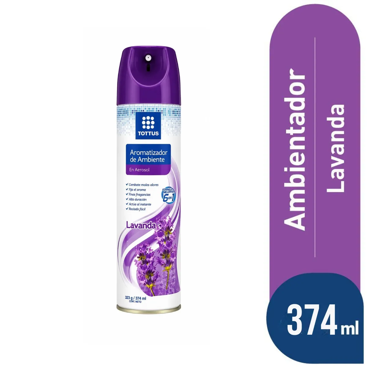 TOTTUS - Ambientador en Aerosol Tottus Lavanda Envase 374 mL