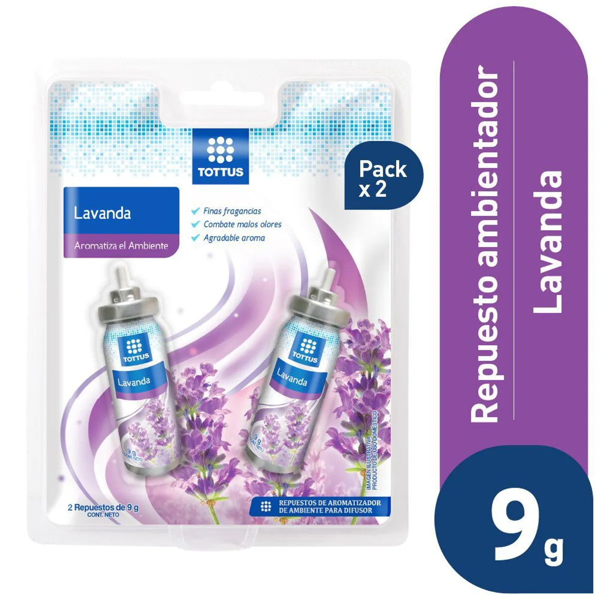 TOTTUS - Repuestos de Ambientador Tottus Lavanda Empaque 2 Und