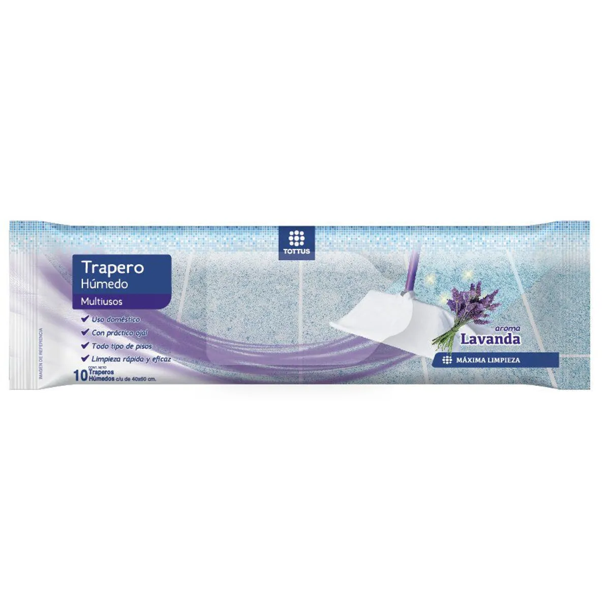 TOTTUS - Trapero Húmedo Multiusos Tottus Lavanda Empaque 10 Und