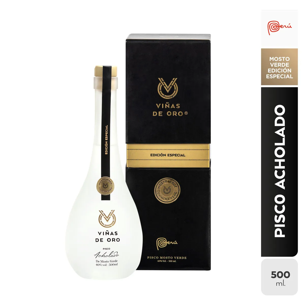 VIÑAS DE ORO - Pisco Viñas de Oro Mosto Verde Acholado Botella 750 mL