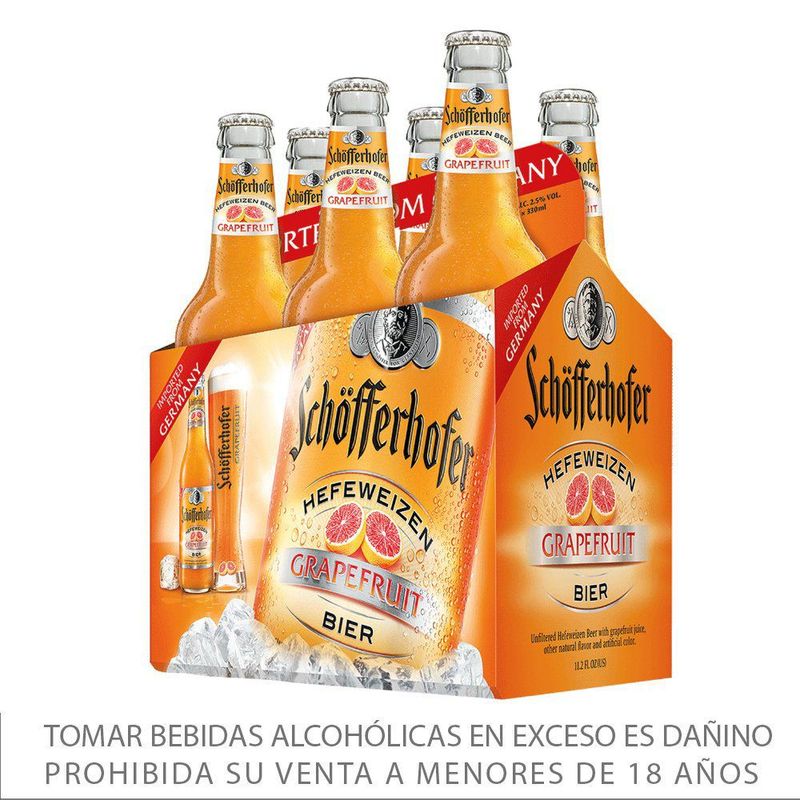 SCHOFFERHOFER - Cerveza Trigo Schofferhofer Toronja Sixpack Botella 330 mL