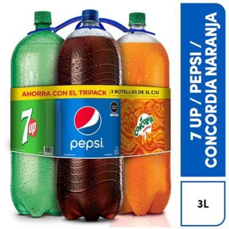 PEPSI - Tripack Pepsi + 7 Up + Concordia Naranja 3 L