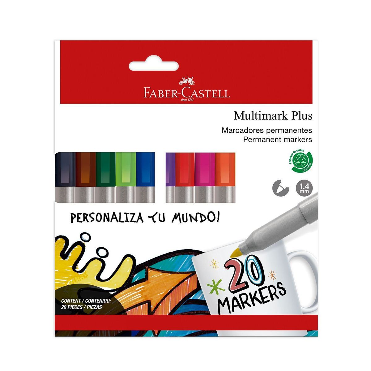 FABER CASTELL - Plumones Faber Castell Multimark Plus Empaque 20 Und