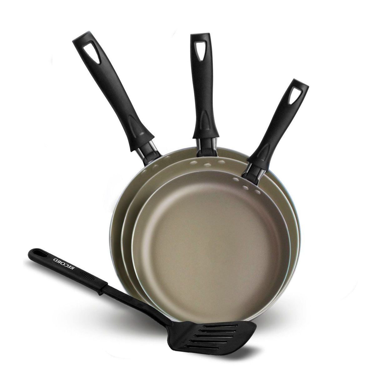 RECORD - Tripack Sartenes Rojo Nro 18-22-24 cm Y Espátula