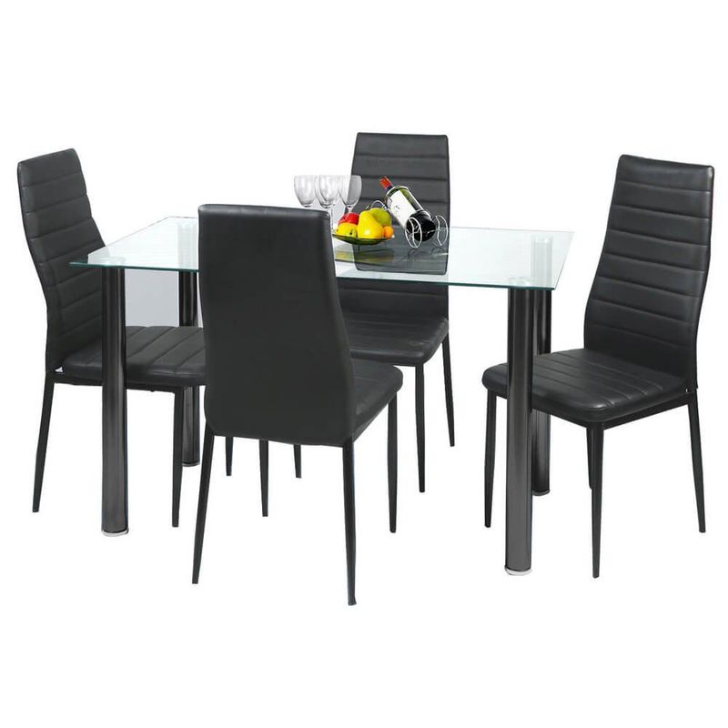  - Juego de comedor Kiel 4 Sillas + Mesa de Vidrio