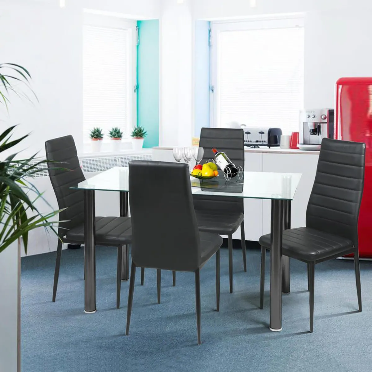 CASA JOVEN - Juego de comedor Kiel 4 Sillas + Mesa de Vidrio