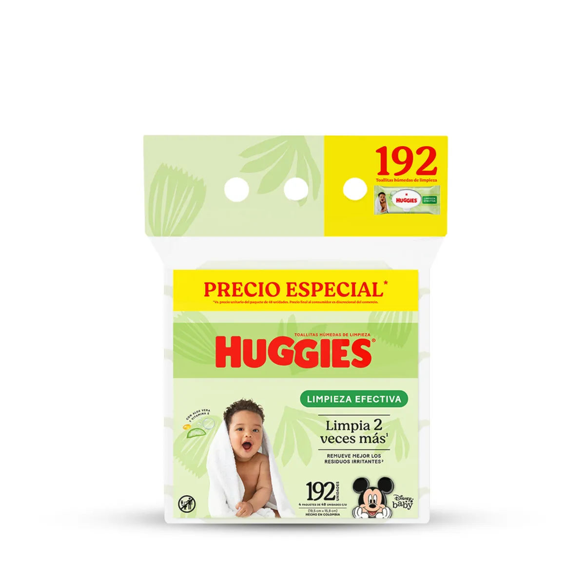 HUGGIES - Toallitas Húmedas Huggies Limpieza Efectiva Flip Top Empaque 192 Und