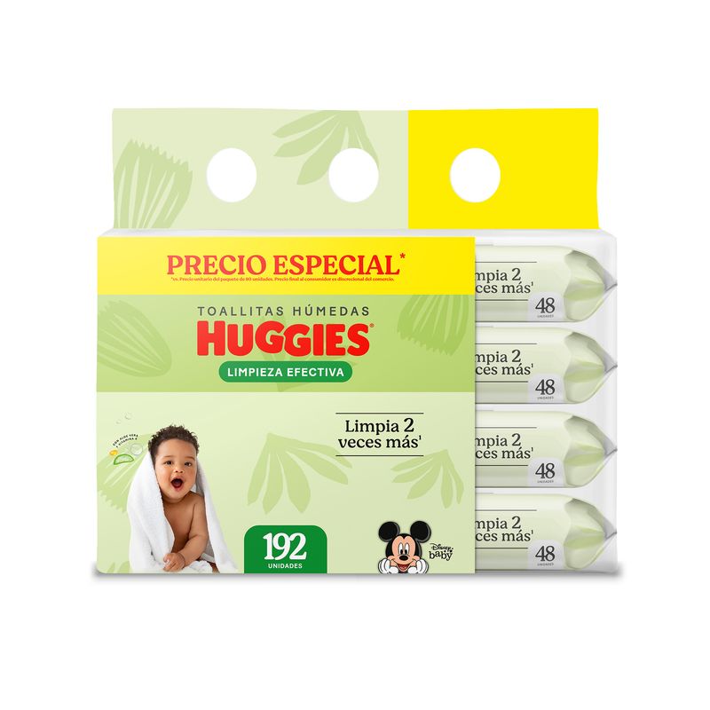 HUGGIES - Toallitas Húmedas Huggies Limpieza Pack 4 Empaques 48 Und