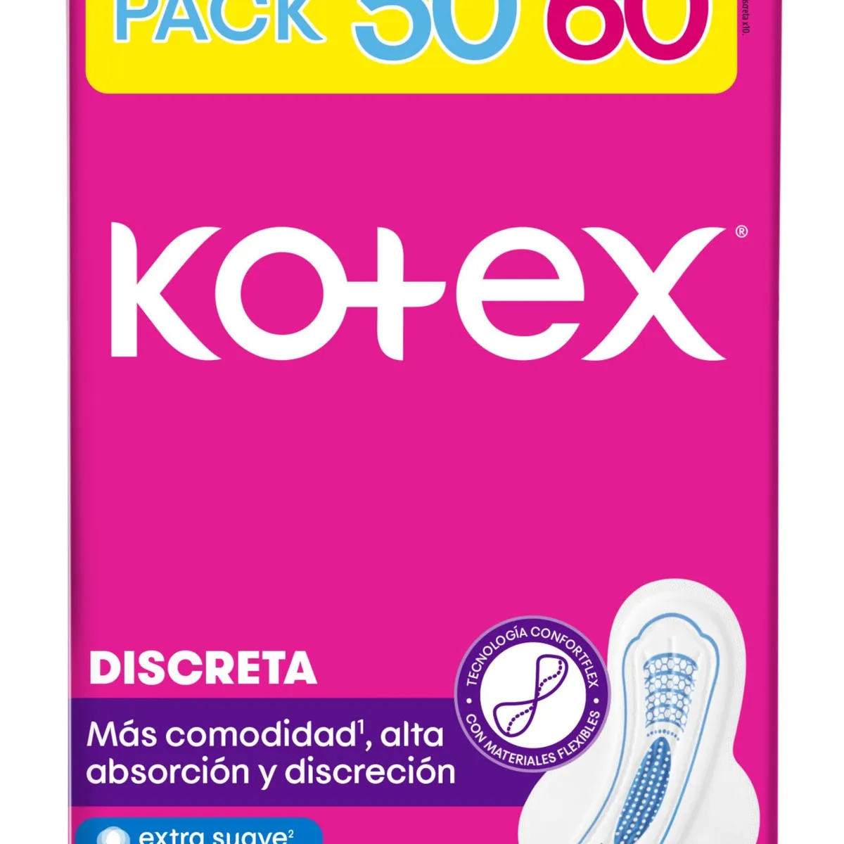 KOTEX - Toalla Higiénica Kotex Ultrafina Antibacterial Empaque 60 Und