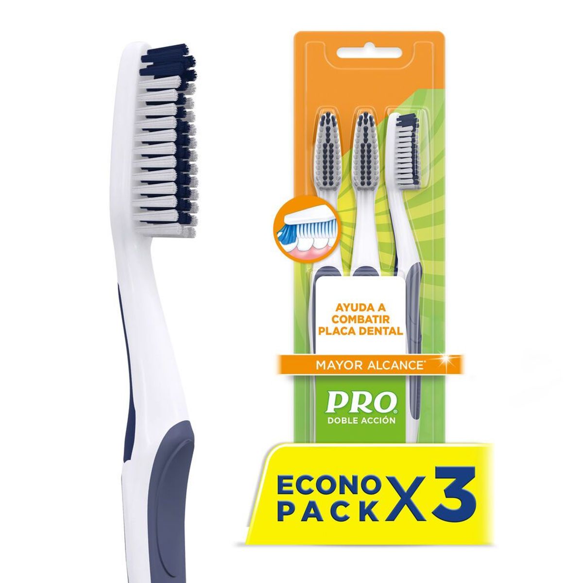 PRO - Cepillo Dental Oral B Pro Doble Acción Empaque 3 Und