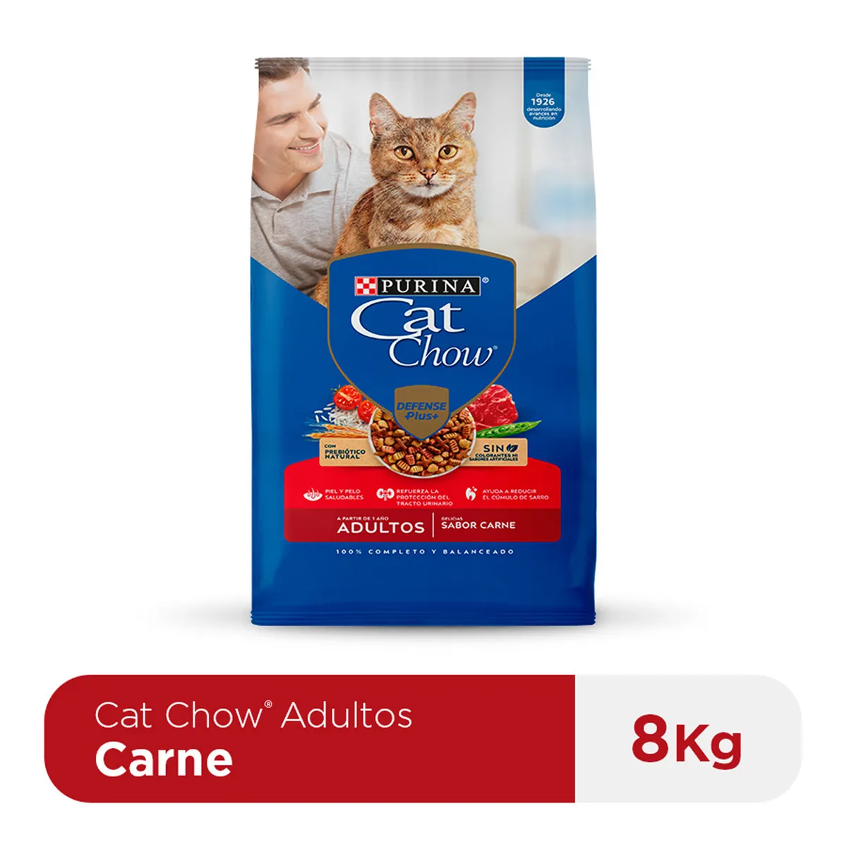 CAT CHOW - Alimento Seco Gatos Adultos Cat Chow Carne Bolsa 8 Kg