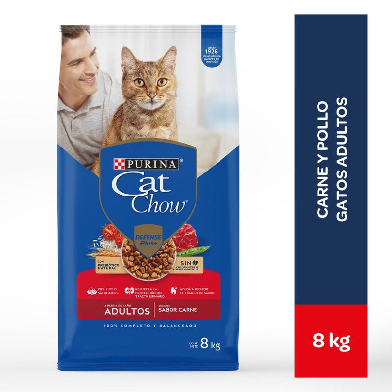 CAT CHOW - Comida para Gatos Cat Chow Adulto Sabor Carne 8 kg