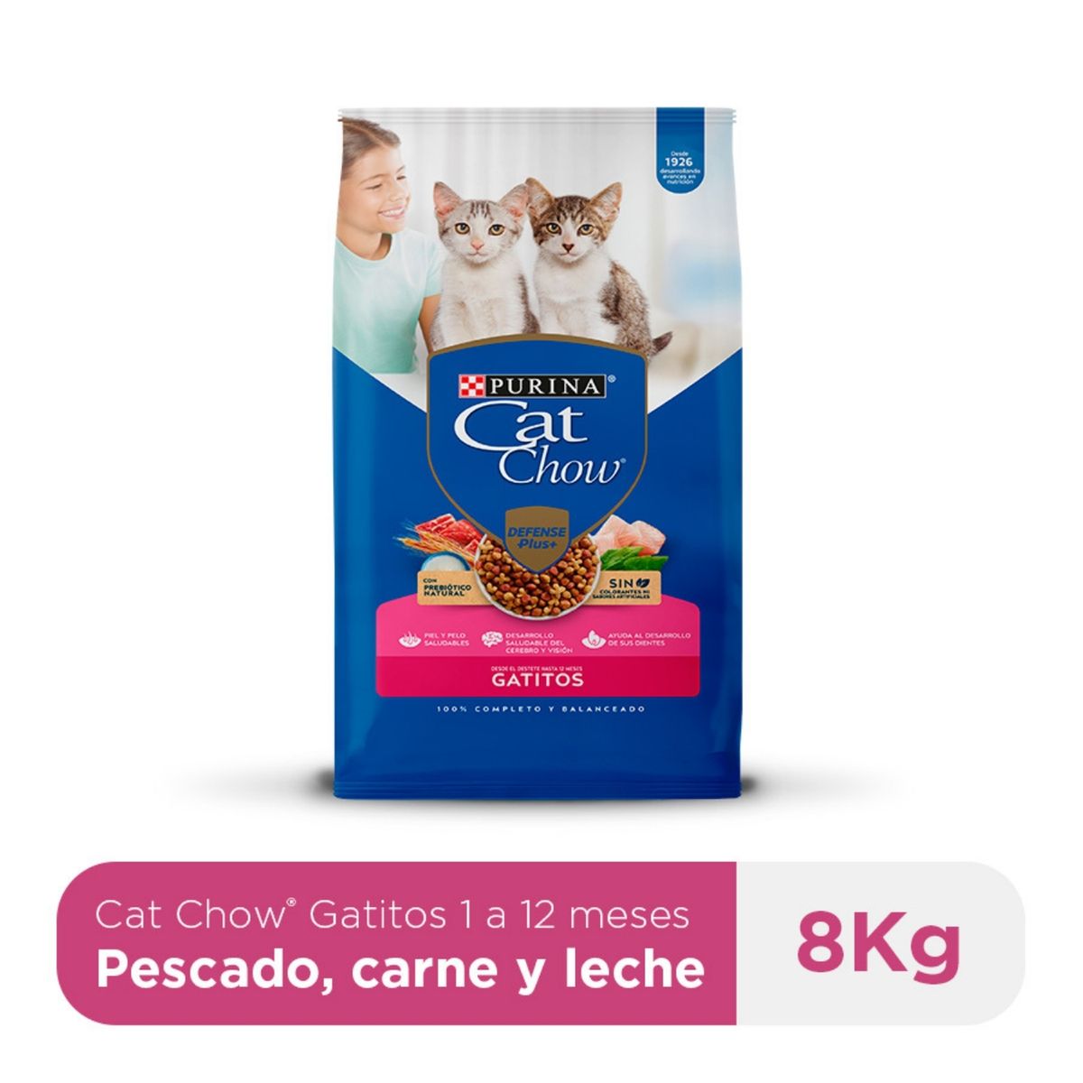 CAT CHOW - Alimento Seco Gatitos Cat Chow Carne Pescado Leche Bolsa 8 Kg