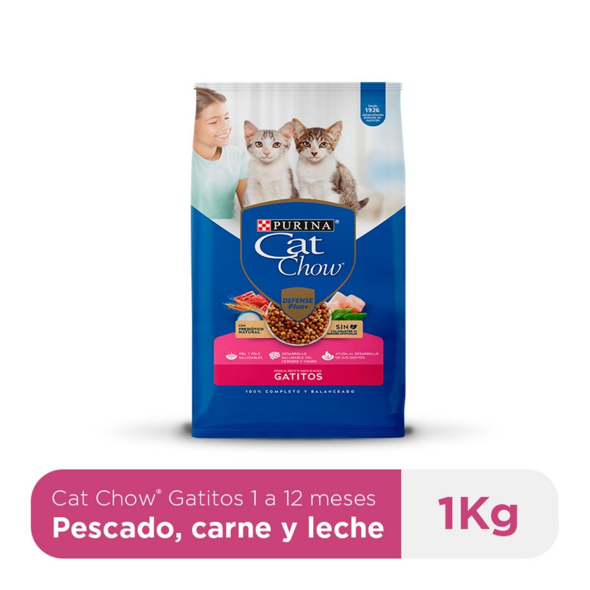 CAT CHOW - Alimento Seco Gatitos Cat Chow Carne Pescado Leche Bolsa 1 Kg