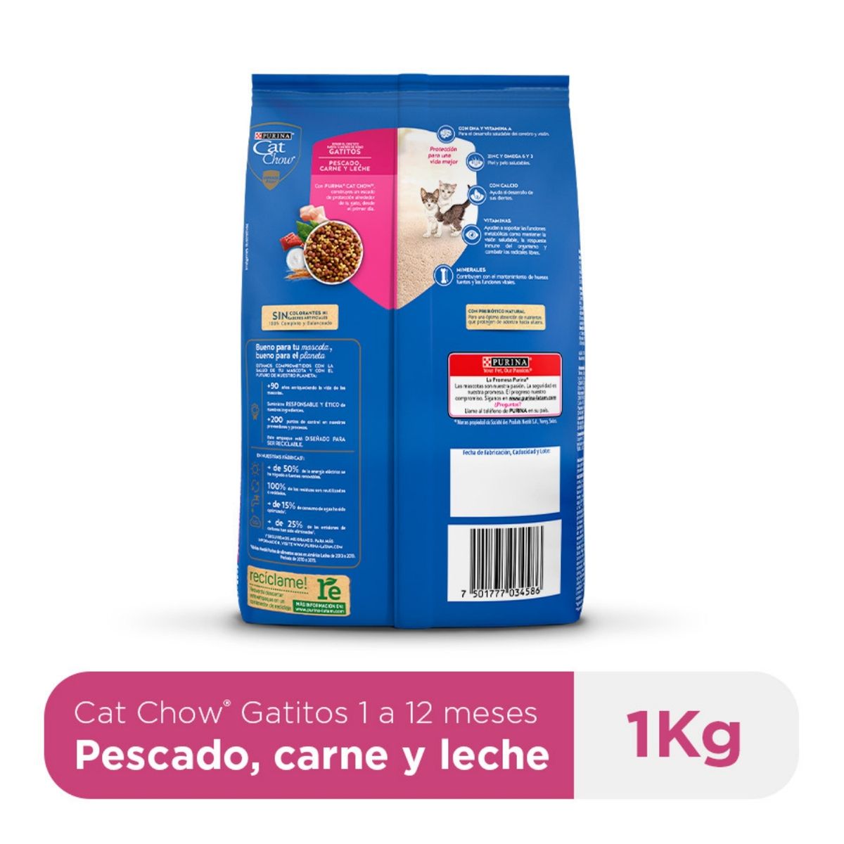 CAT CHOW - Alimento Seco Gatitos Cat Chow Carne Pescado Leche Bolsa 1 Kg