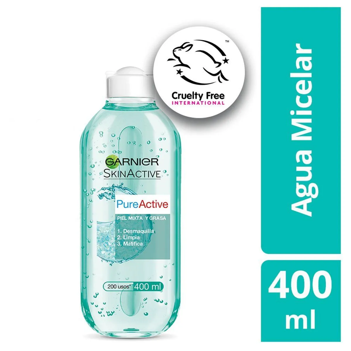 GARNIER - Agua Micelar Garnier Skin Active Pure Piel Mixta a Grasa Envase 400 mL