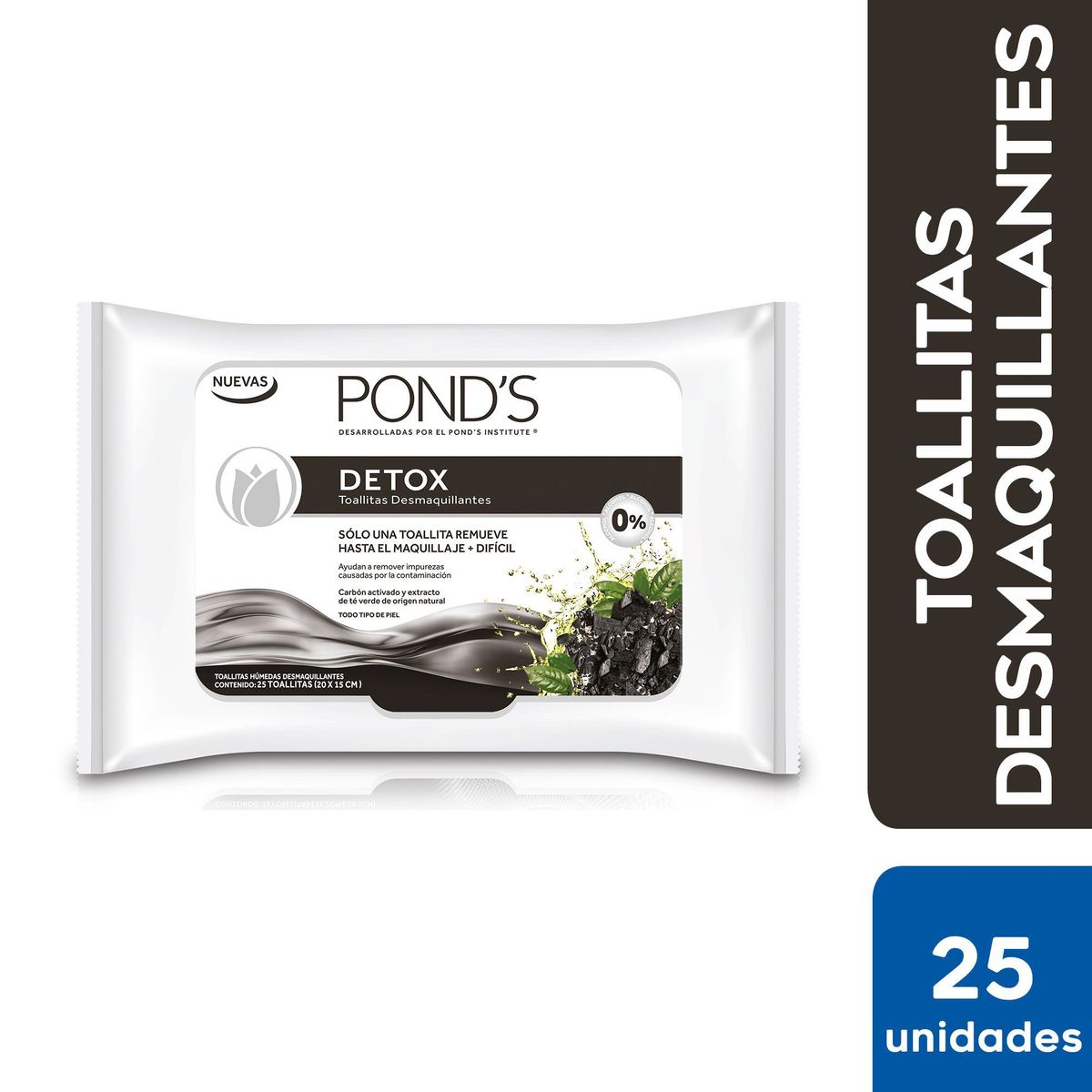 PONDS - Toallitas Desmaquillantes Ponds Detox Carbón Empaque 25 Und