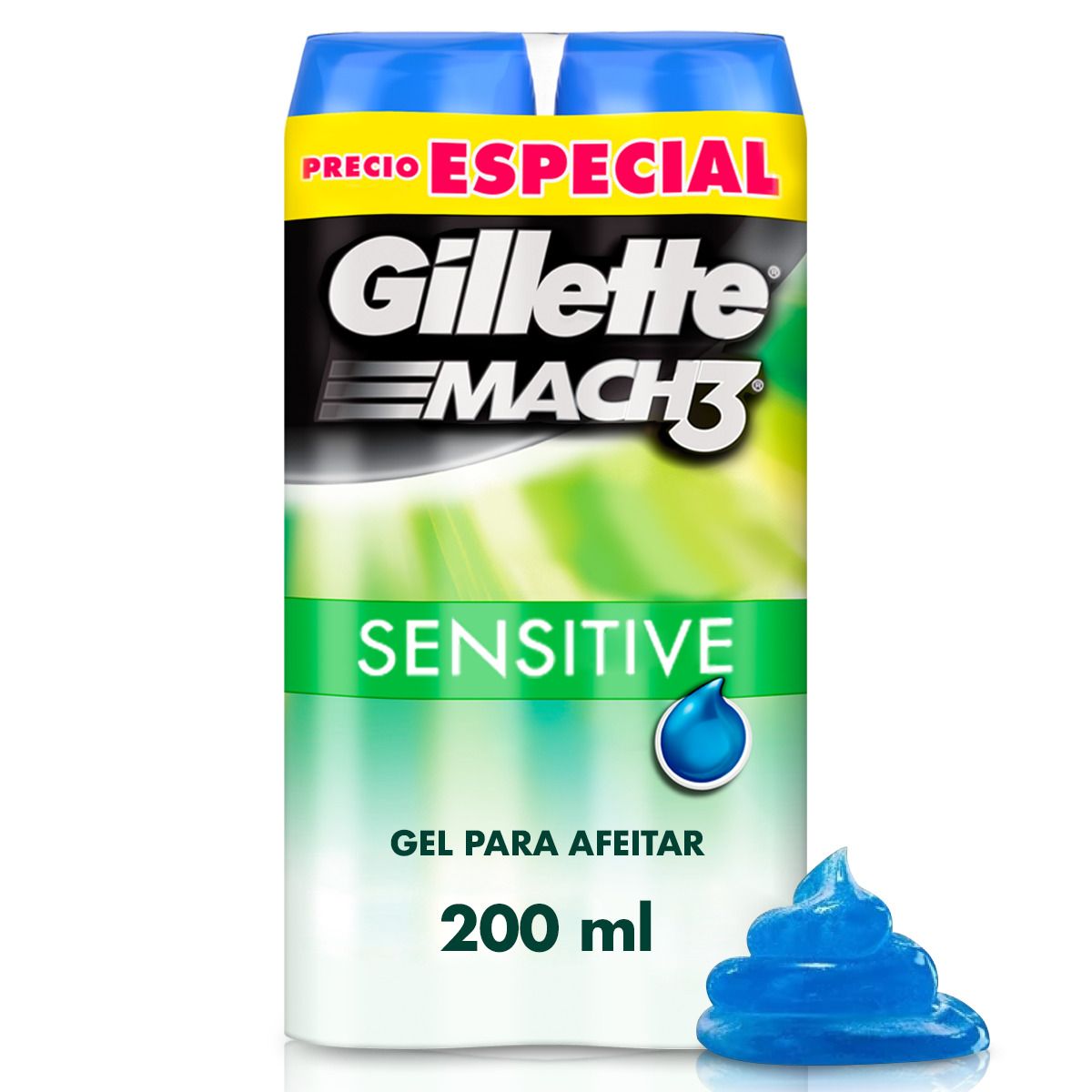 GILLETTE - Gel de Afeitar Gillette Mach3 Sensitive Empaque 2 Und