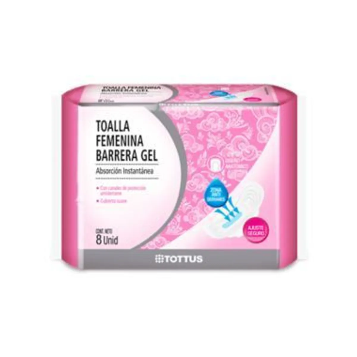TOTTUS - Toallas Higiénicas Tottus Barrera Gel Absorción Empaque 8 Und