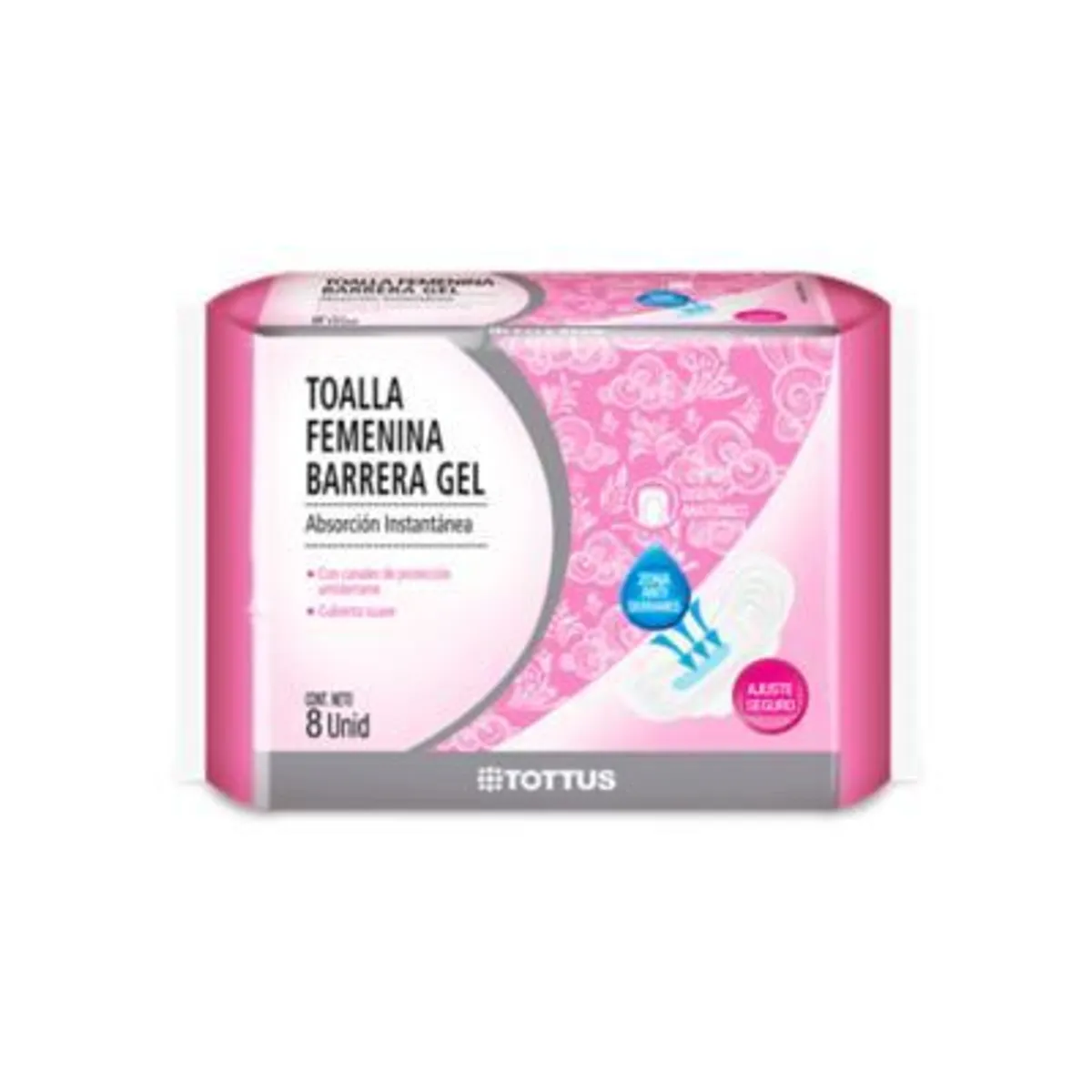 TOTTUS - Toallas Higiénicas Tottus Barrera Gel Absorción Empaque 8 Und