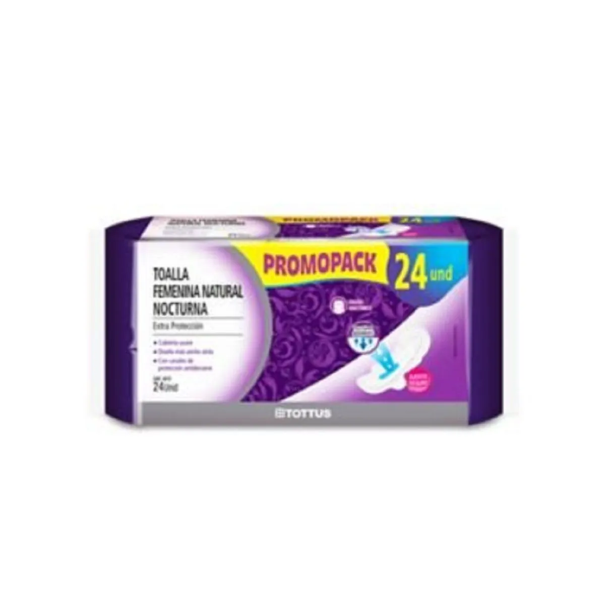 TOTTUS - Toallas Higiénicas Tottus Nocturnas Naturales Empaque 24 Und