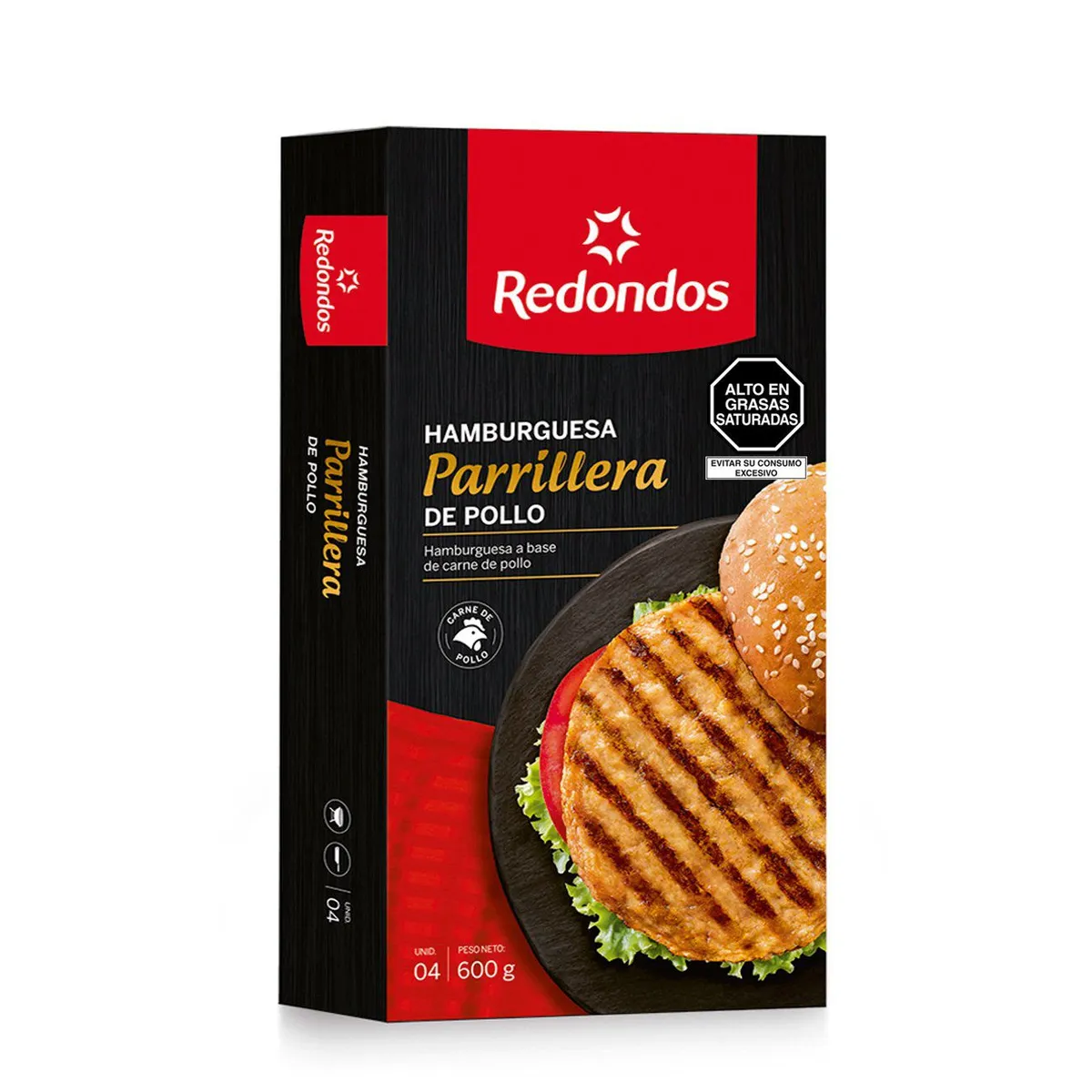 REDONDOS - Hamburguesa Parrillera de Pollo Redondos Caja 600 g