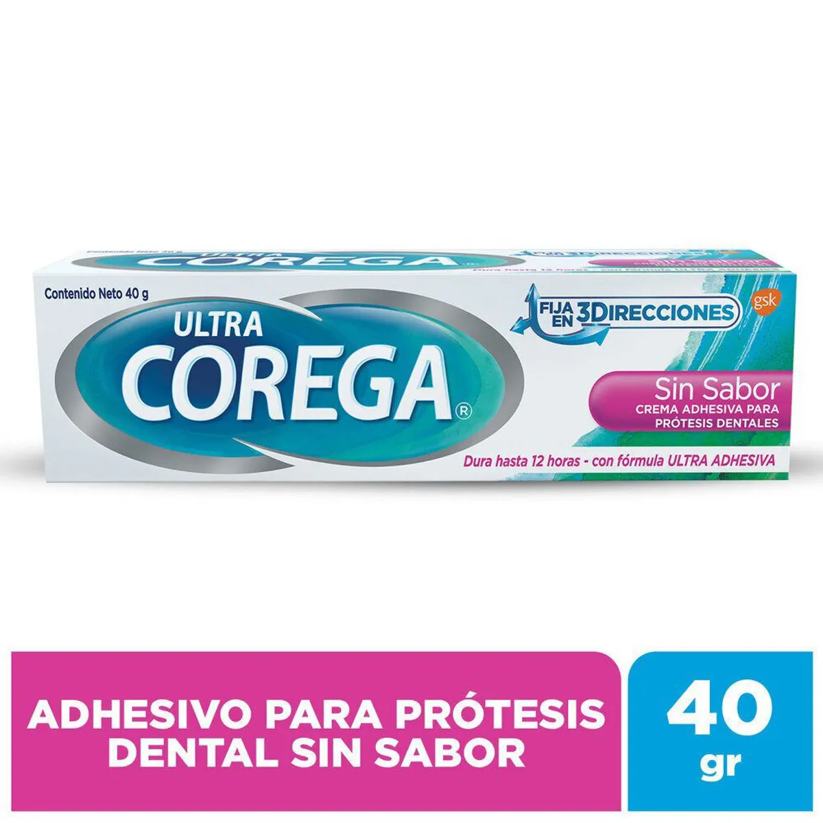COREGA - Crema Adhesiva Corega Prótesis Dental Ultra Sin Sabor Envase 40 g
