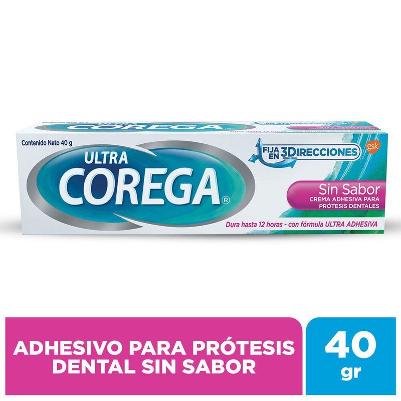 COREGA - Crema Adhesiva Corega Prótesis Dental Ultra Sin Sabor Envase 40 g