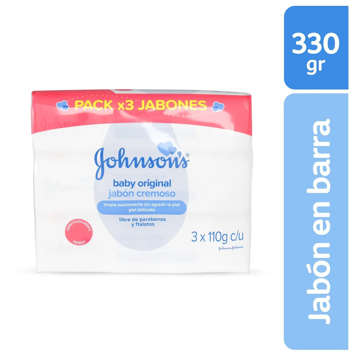 JOHNSONS BABY - Jabón en Barra Bebé Johnsons Original Tripack Caja 330 g