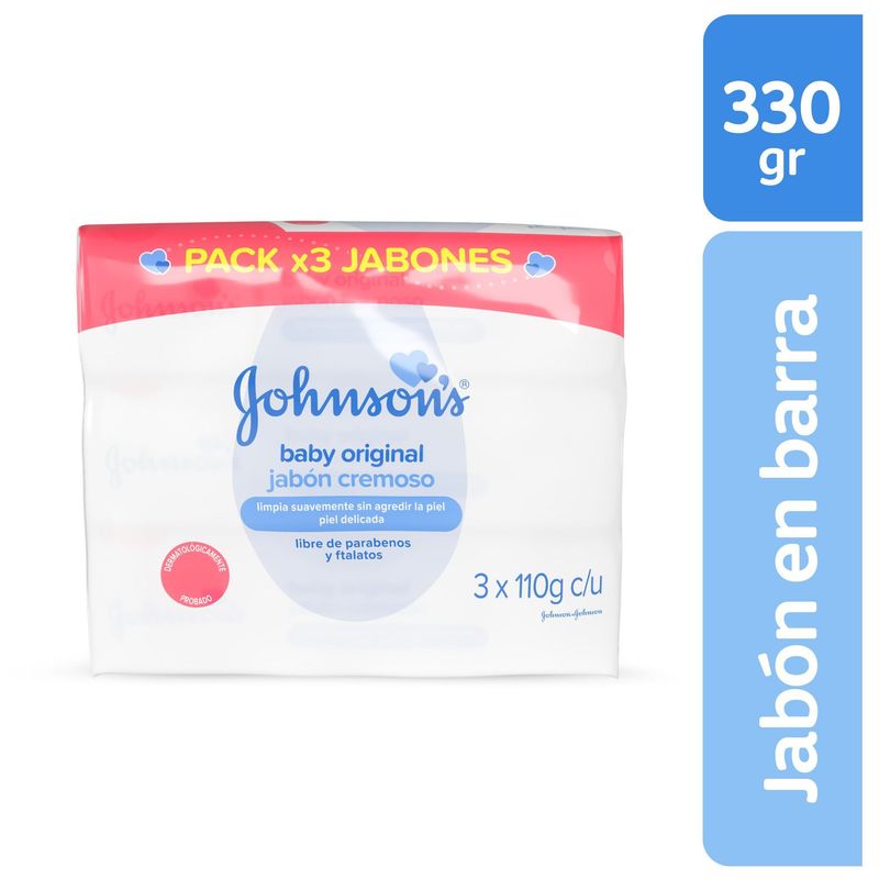 JOHNSONS BABY - Pack Jabón Barra Johnsons Baby Original Empaque 330 g