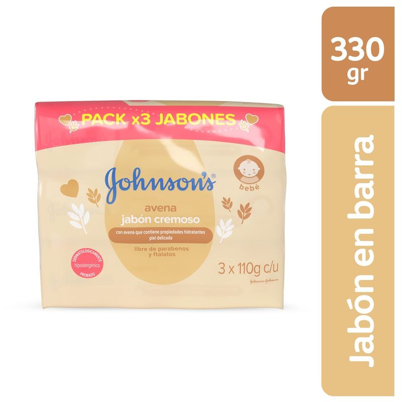 JOHNSONS BABY - Pack Jabón Barra Johnsons Baby Avena Empaque 330 g