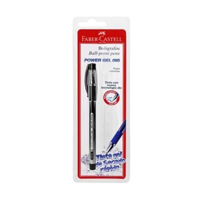 FABER CASTELL - Bolígrafo Power Gel 065 Negro Bl X1