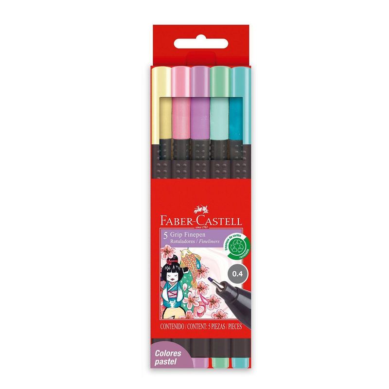 FABER CASTELL - Plumones Faber Castell Finepen Pastel Empaque 5 Und