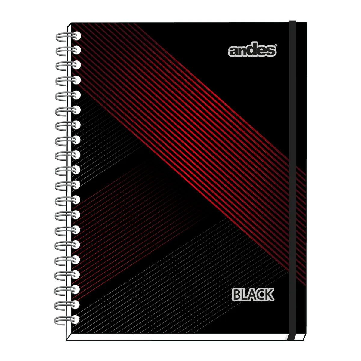ANDES - Cuaderno Espiral Andes Cuadriculado Tapa Dura Black A4 160 Hojas
