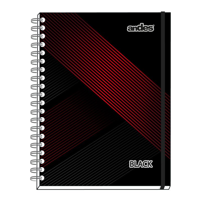 ANDES - Cuaderno Espiral Andes Cuadriculado Tapa Dura Black A4 160 Hojas