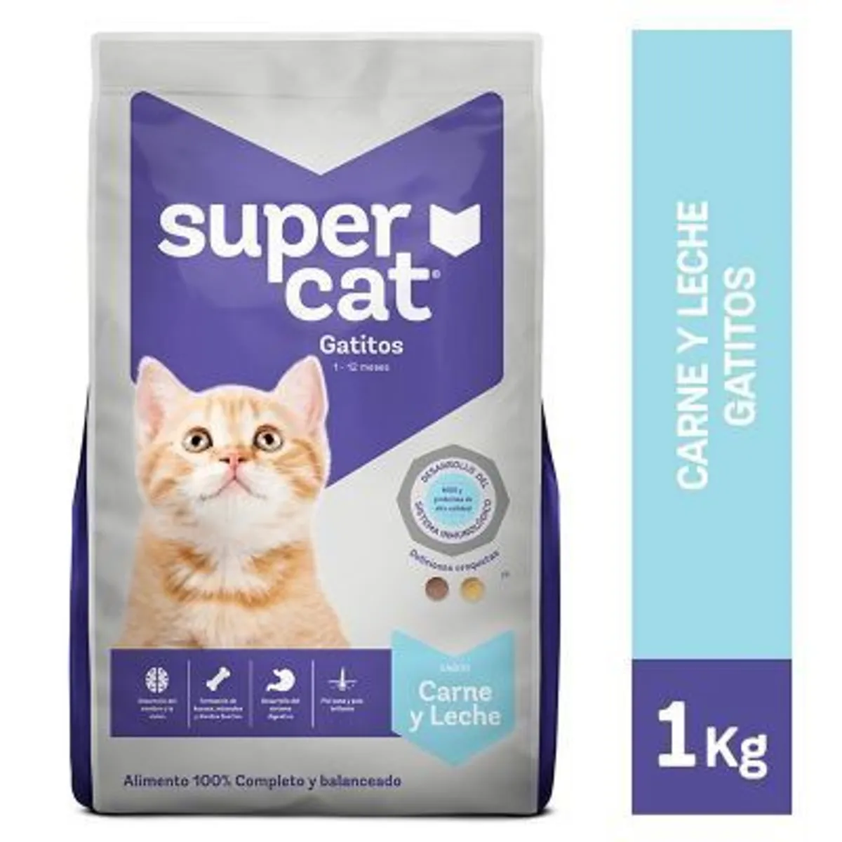 SUPERCAT - Alimento Seco Gatitos Supercat Carne y Leche Bolsa 1 Kg