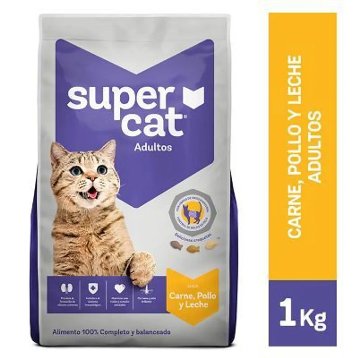 SUPERCAT\n - Alimento Seco Gatos Adultos Supercat Carne Bolsa 1 Kg
