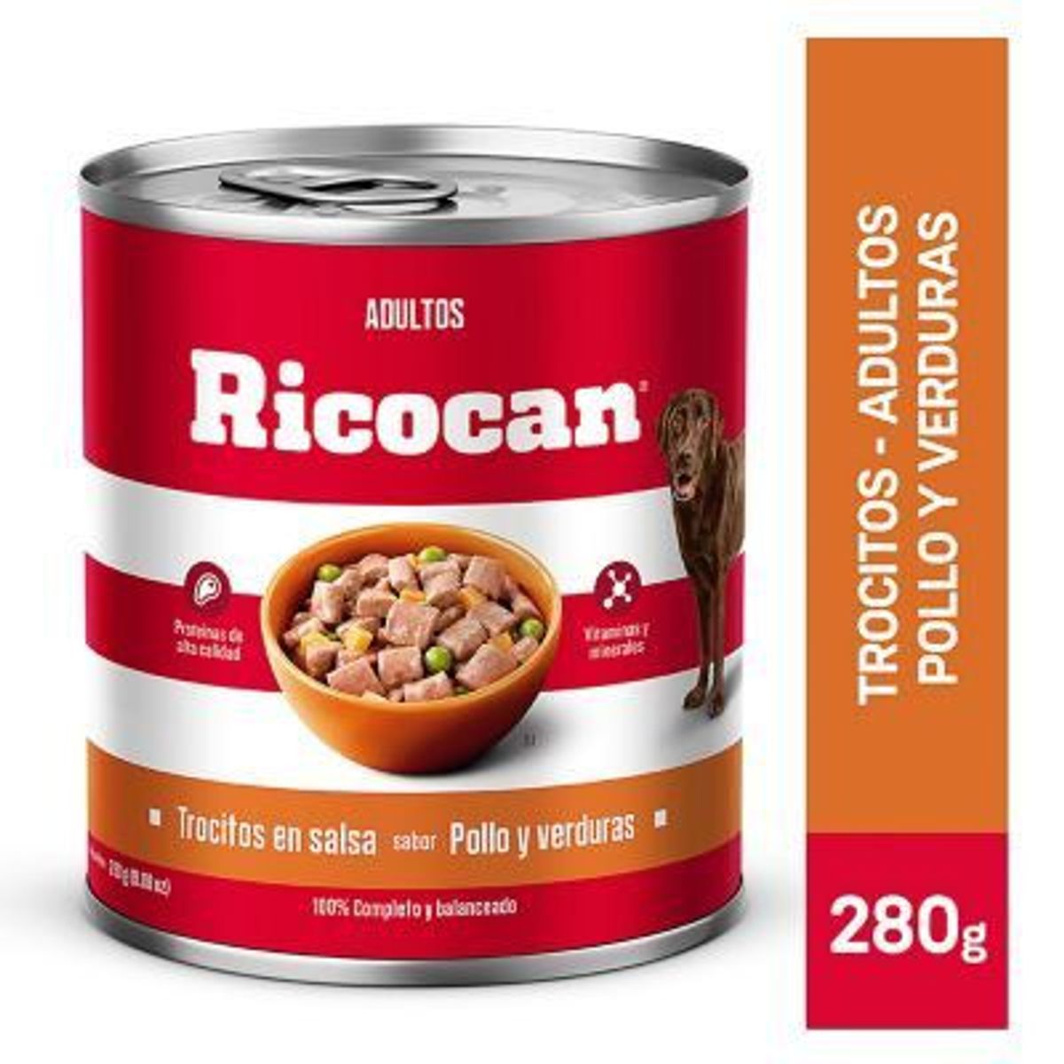 RICOCAN - Alimento Húmedo Perros Adultos Ricocan Trocitos Pollo y Verduras Lata 280 g