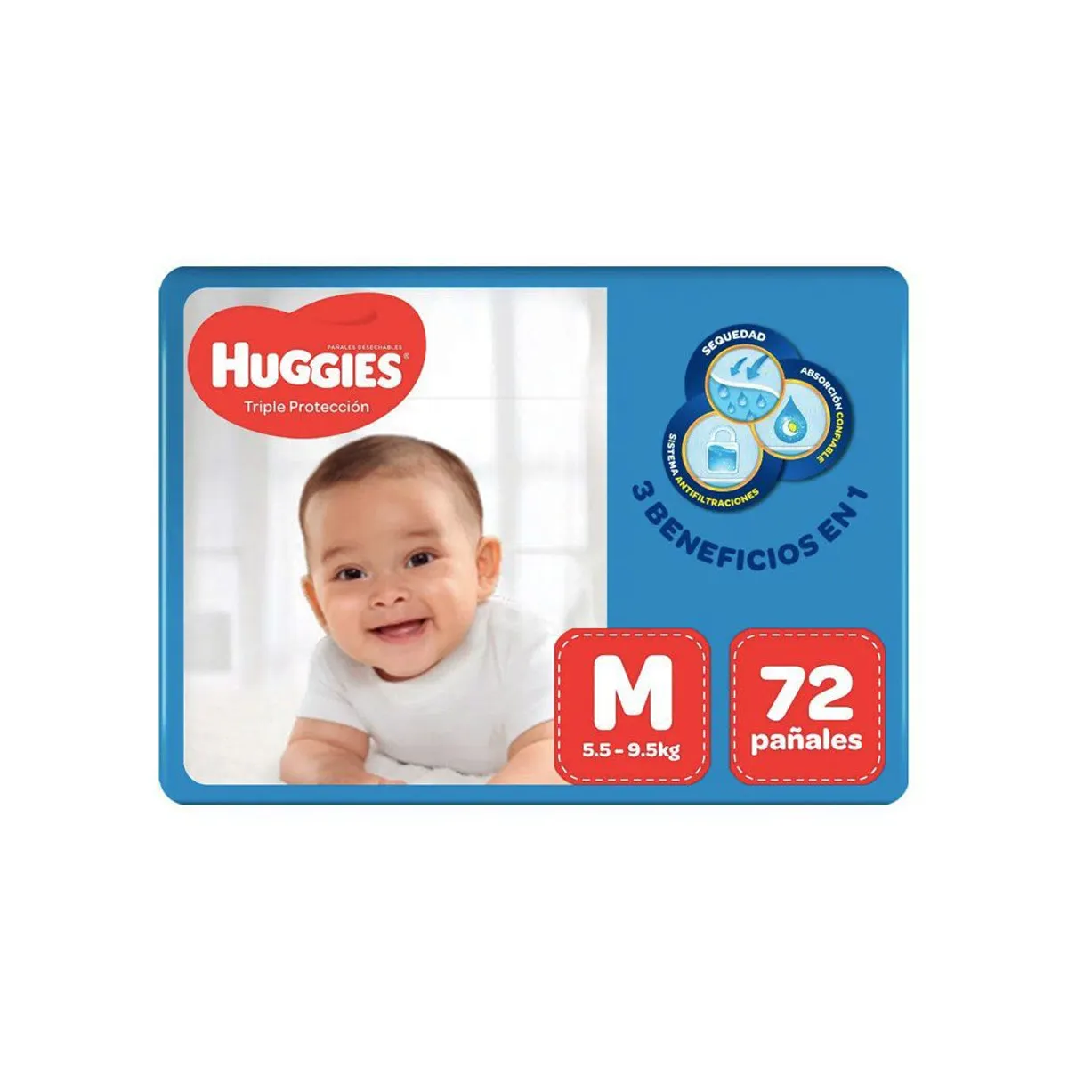 HUGGIES - Pañales Huggies Triple Protección Talla M Empaque 72 Und