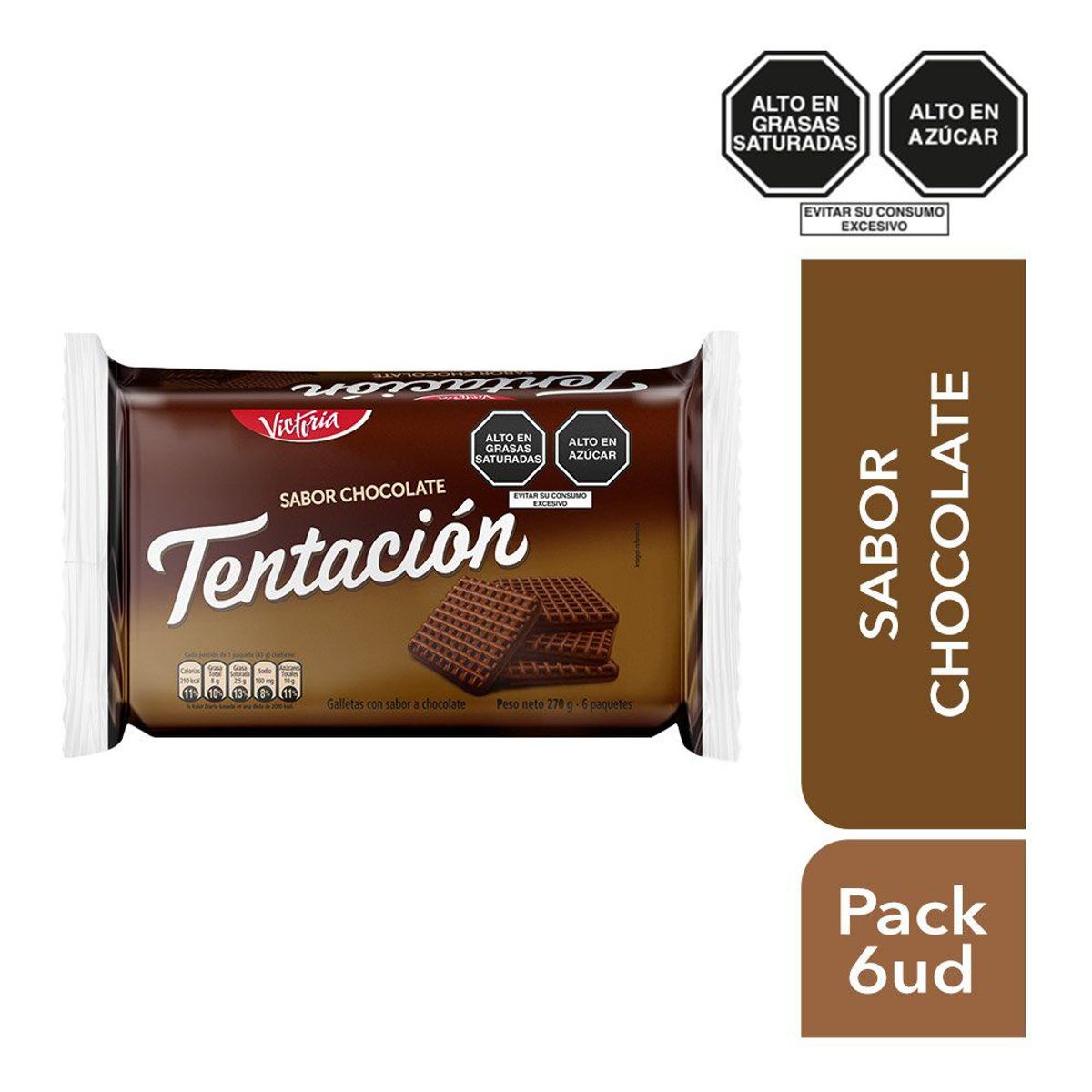 VICTORIA - Galleta Tentación Sabor Chocolate 6 Unidades